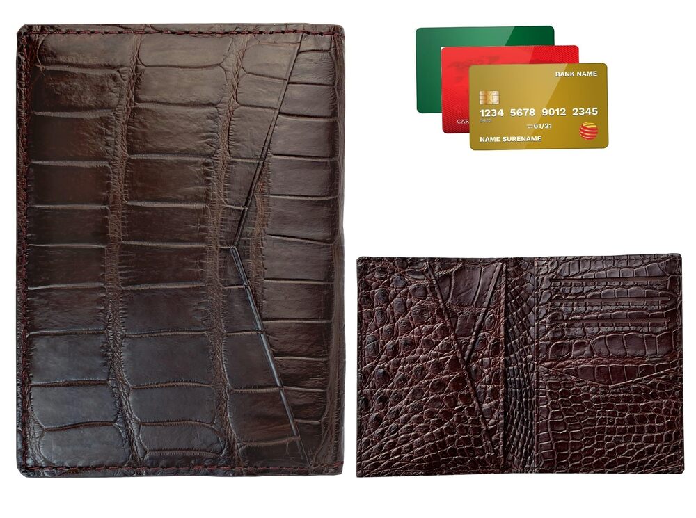 4771 Leather Credit Card Holder Slim AIIigator RFID Blocking Front Pocket